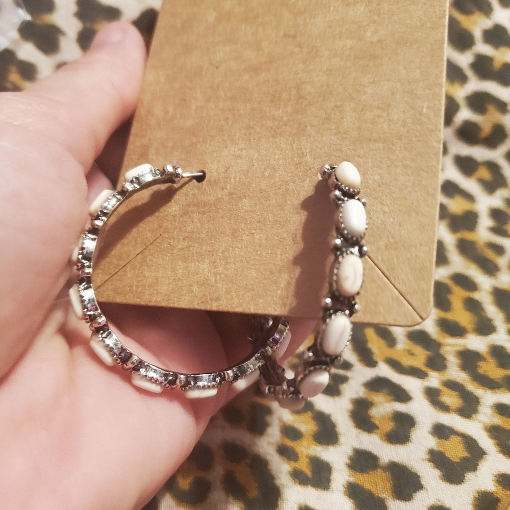 Ivory hoop earrings